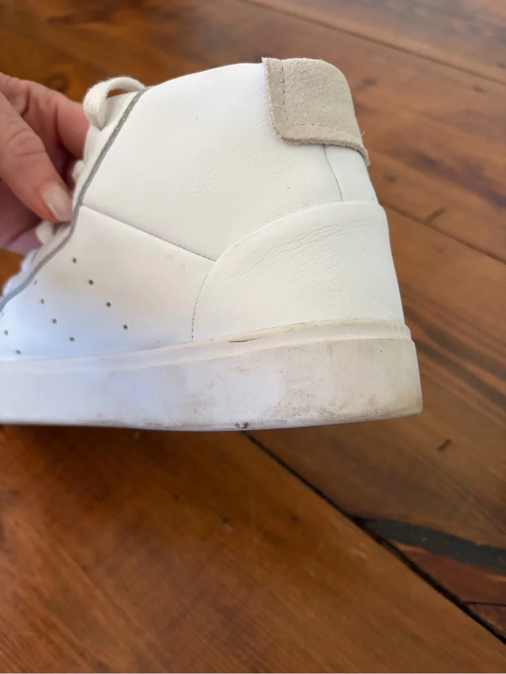 adidas White High-Top Leather Sneakers with Gold Logo
